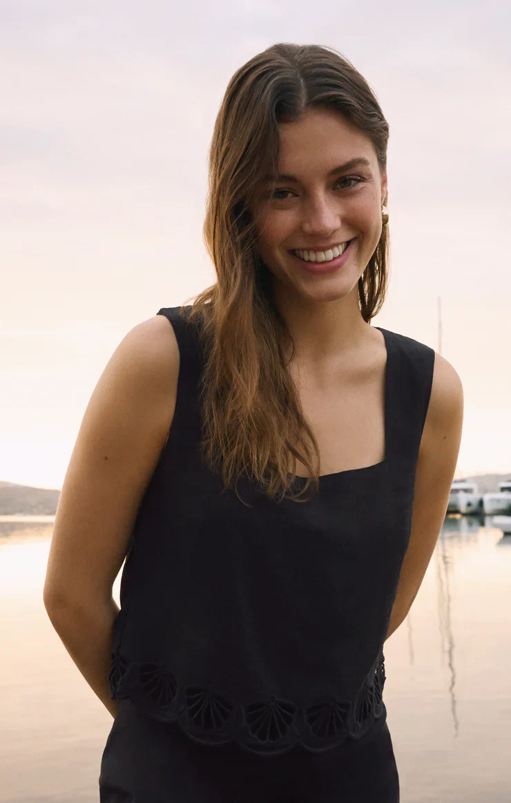 CHARLENE EMBROIDERED LINEN TOP