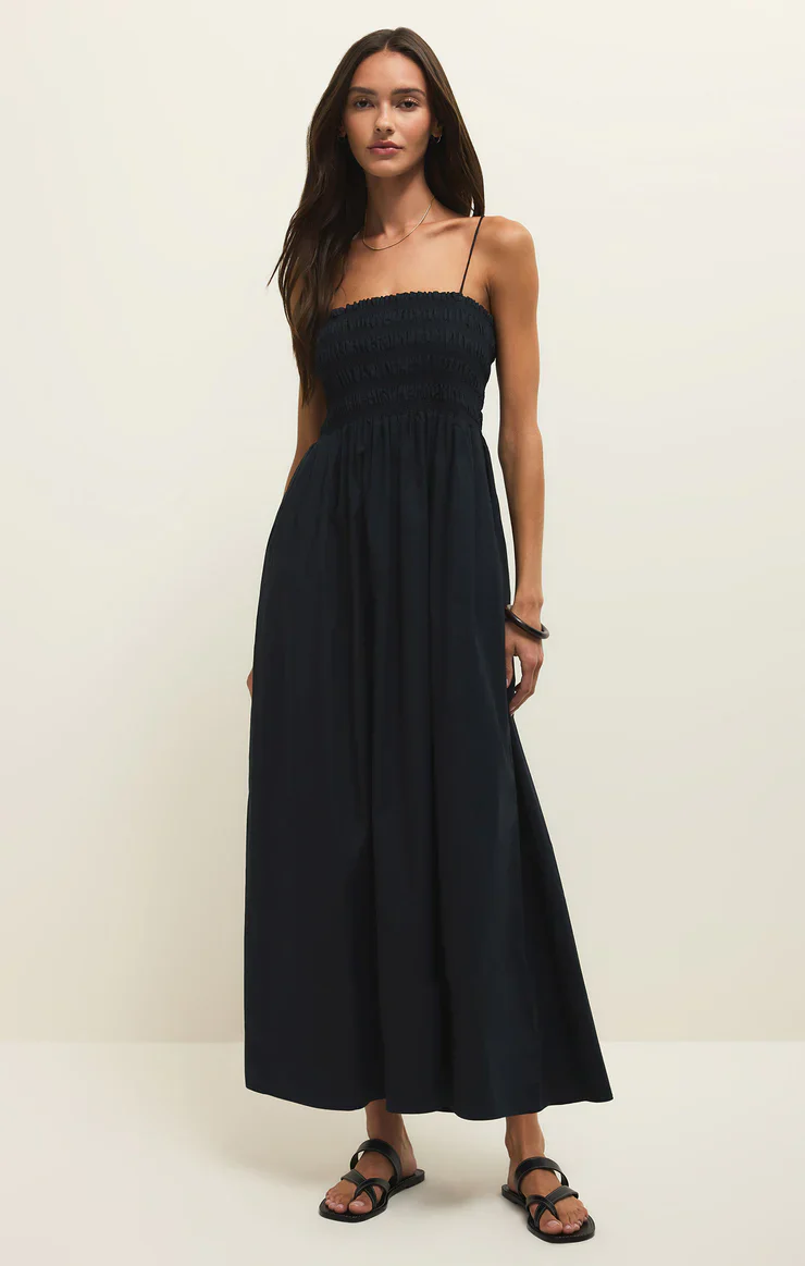 CORNELIA POPLIN MAXI DRESS - BLACK - Image 3