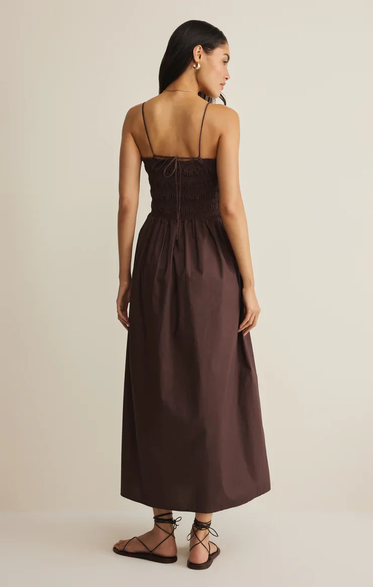 CORNELIA POPLIN MAXI DRESS - CHOCOLATE CHERRY - Image 3