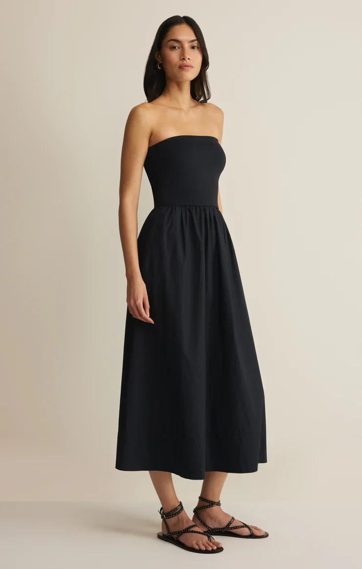 SUNSOUGHT STRAPLESS MIDI DRESS - BLACK - Image 3
